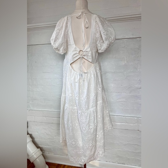 Amylynn White Coco Dress Borderie Anglaise Lace Cotton Dress Eyelet Baby Doll - Picture 6 of 15